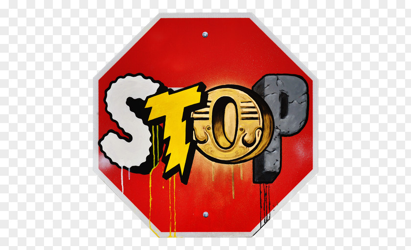 Stop Sign Graffiti Painting CERN Street Art One Paddle8 PNG