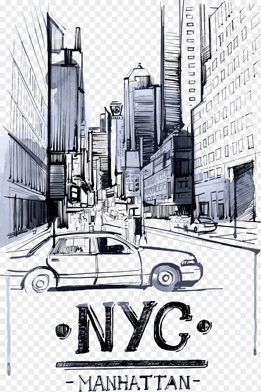 Manhattan City Streets Drawing Cdr PNG
