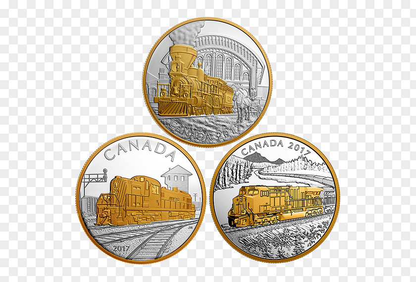 Coin Canada Rail Transport Train Gold PNG