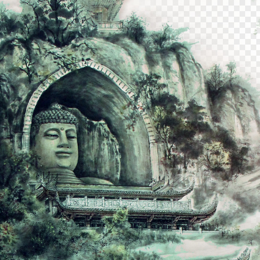 Buddha Creative Landscape Statue PNG