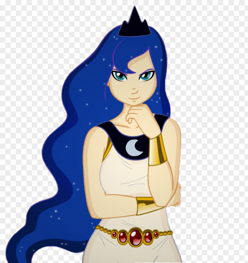 Cobalt Blue Black Hair Cartoon Character PNG