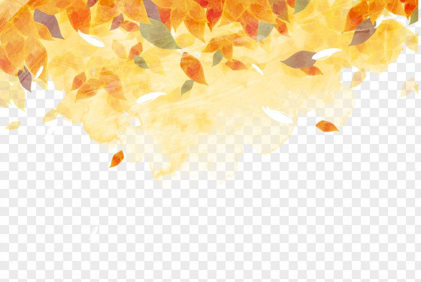 Ink Autumn Leaves Golden Watercolor Painting Leaf Color PNG