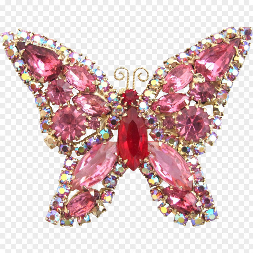 Vintage Bee Pin Red Brooch Earring Jewellery Imitation Gemstones & Rhinestones Estate Jewelry PNG