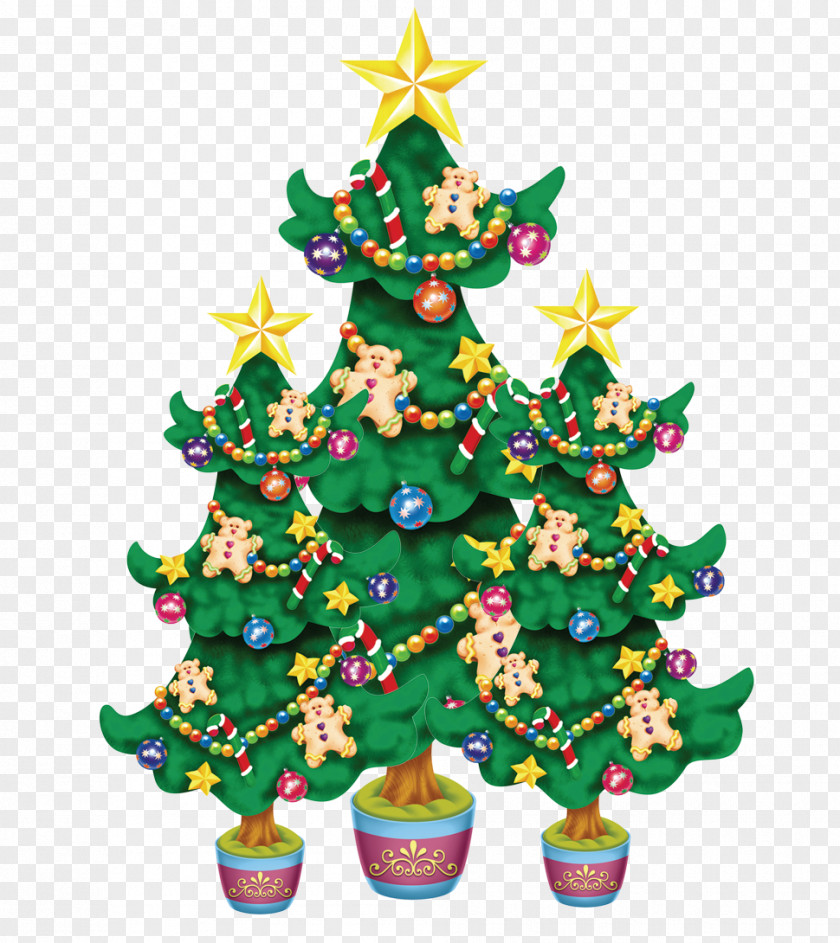 Green Christmas Tree Santa Claus Illustration PNG