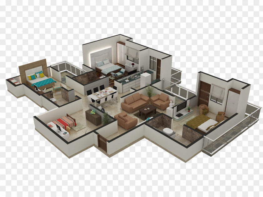 House 3D Floor Plan Architecture PNG