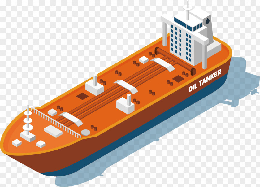 Orange Steamer Oil Tanker Cargo Ship PNG