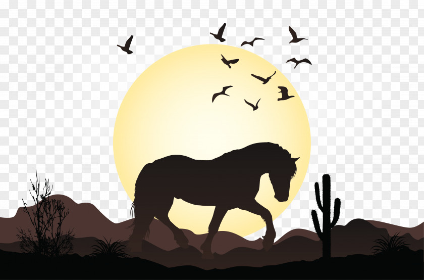 Mustang Vector Illustration Scene Pony Wild Horse PNG