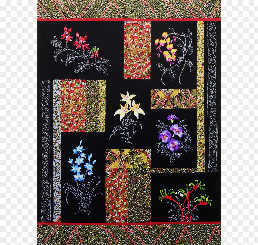 Hawaiian Quilt Patchwork Sashiko Stitching Appliqué Pattern PNG