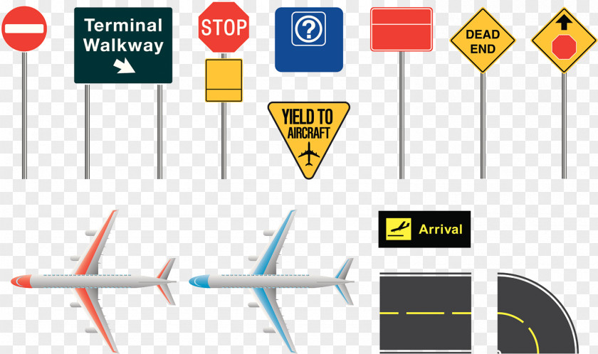 Airport Signboard Airplane Traffic Sign Illustration PNG