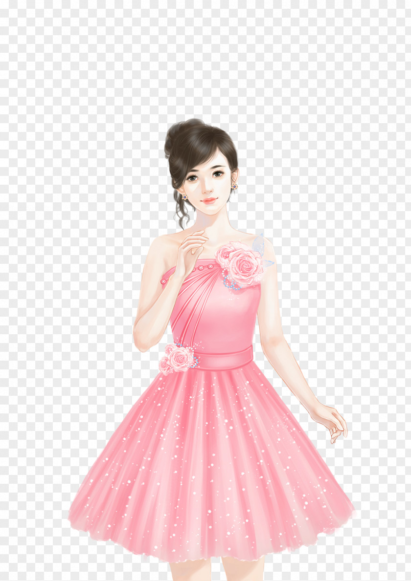 Pink Dress Braided Hair Woman Marilyn Monroes Cocktail PNG