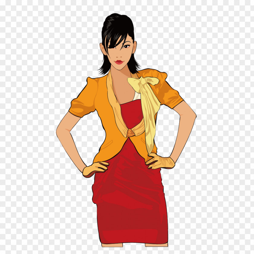 Female Fashion Red Dress Clothing Skirt Designer PNG