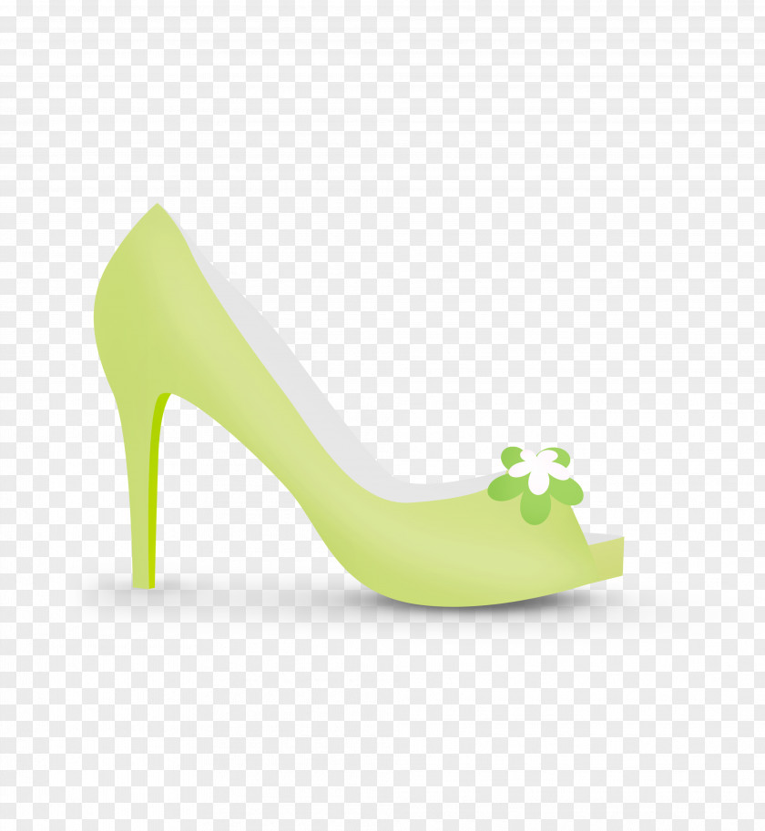 Green Flower High Heels High-heeled Footwear Shoe PNG
