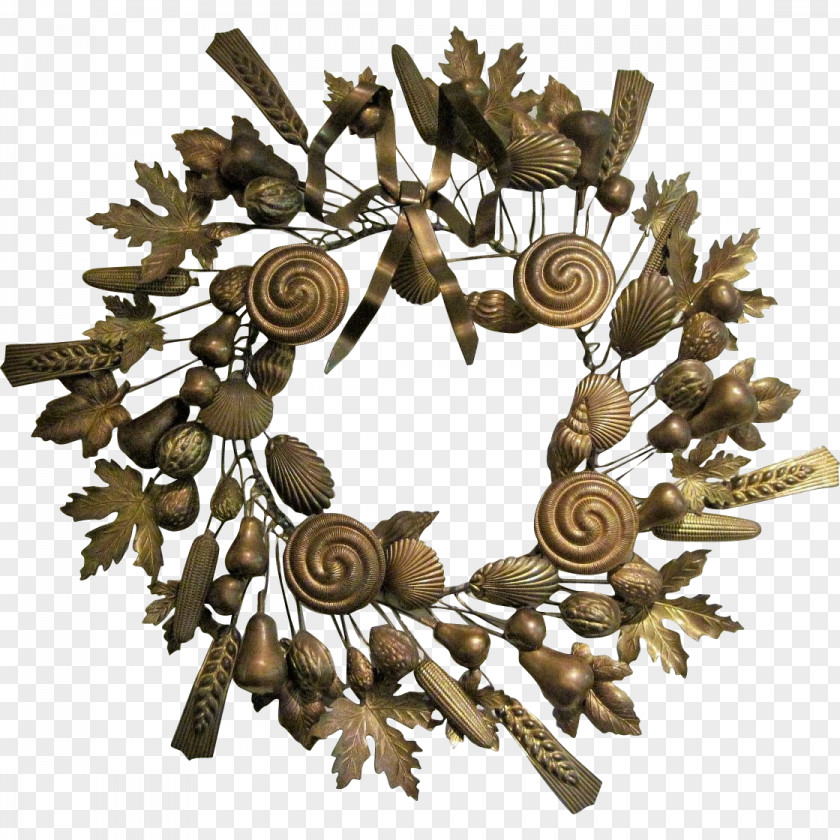 Olive Grove Wreath Antique Twig Brass Autumn PNG