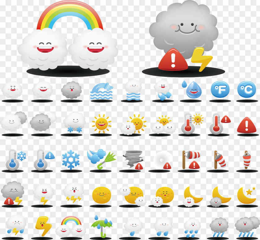 Cartoon Weather Icon Design Material Thunderstorm PNG