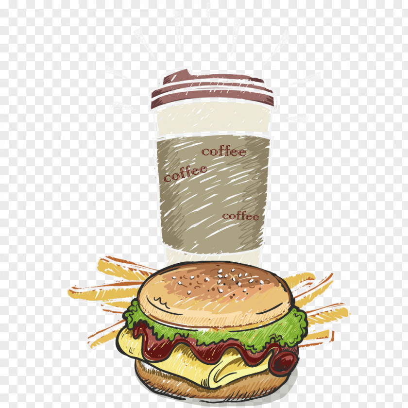 Hamburg Coffee Package Hamburger French Fries Fast Food Cafe PNG