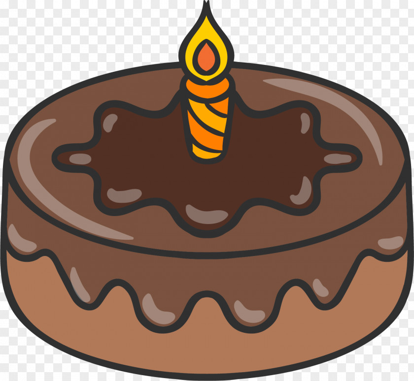 Hand-painted Chocolate Cake Birthday Drawing PNG