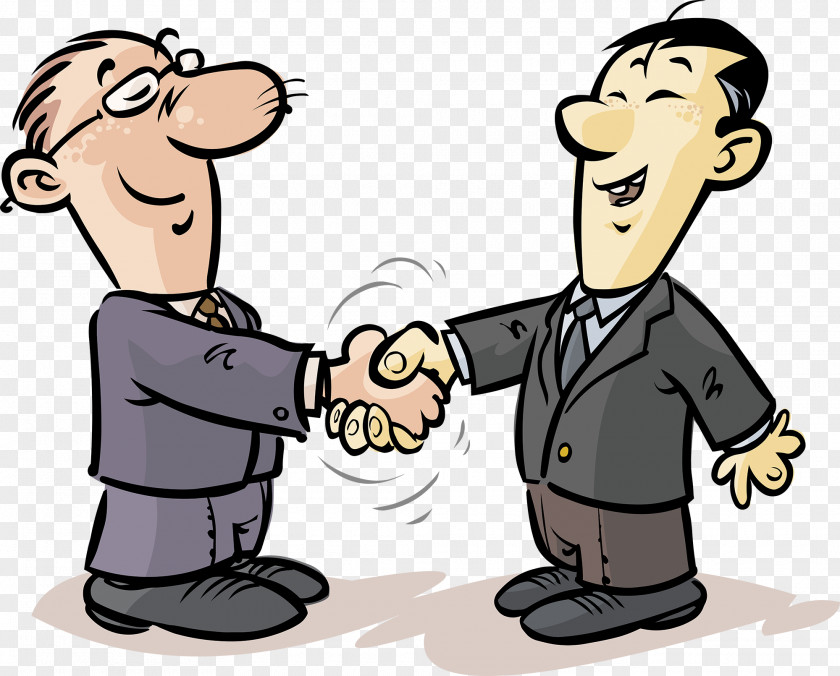 Handshake Of Two Business People Cartoon Illustration PNG