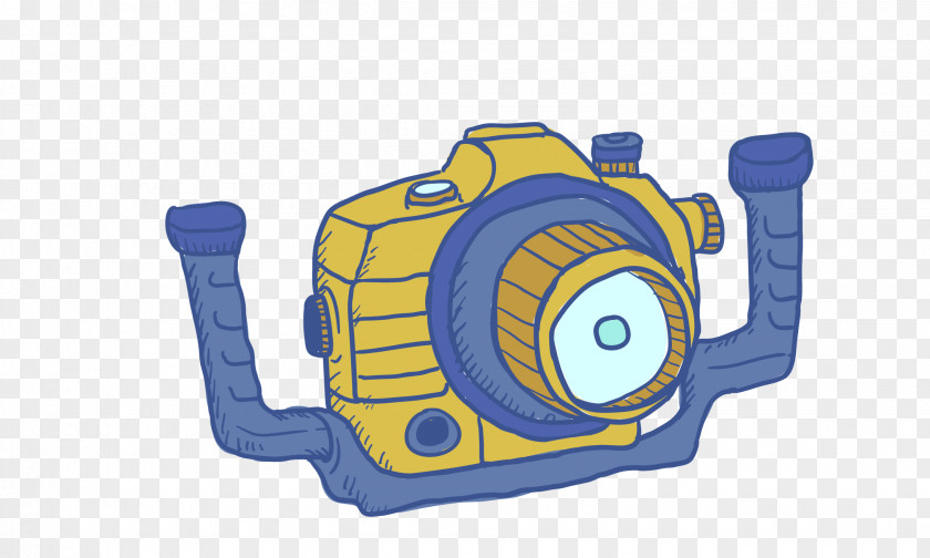 Vector Yellow Blue Cartoon Hand Drawing Camera PNG