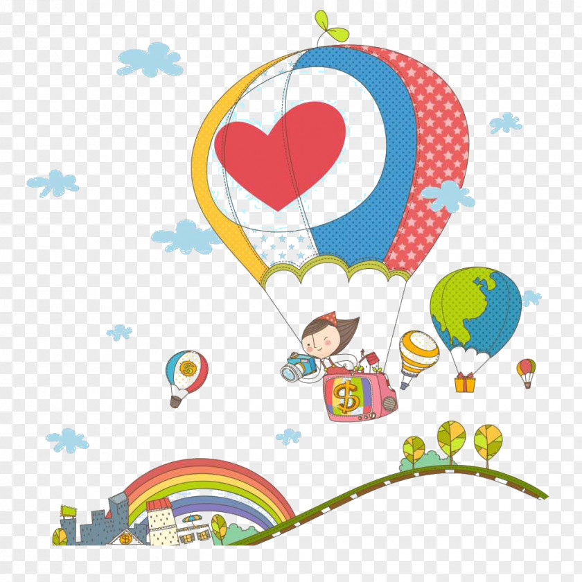 Illustrator Of Children Balloon Cartoon Child Illustration PNG