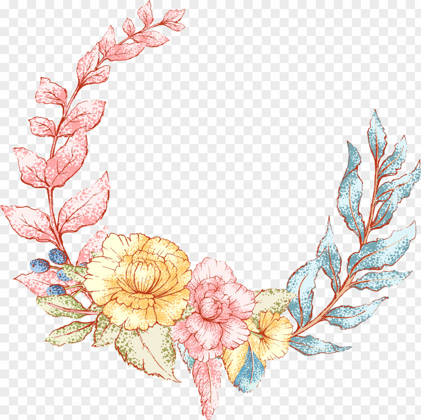 Floral Wreath Design Flower Cuadro PNG