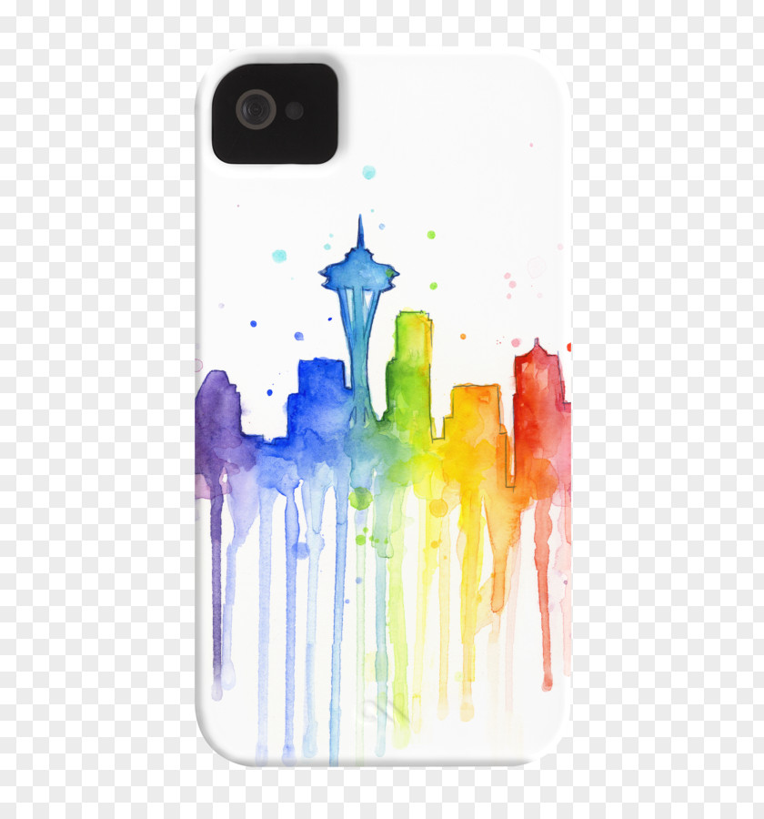 Painting Space Needle Watercolor Skyline Art PNG