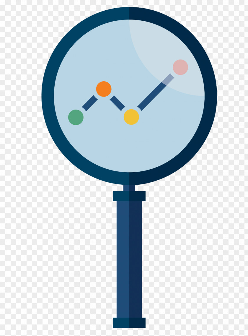 Vector Magnifying Glass A Line Chart Material PPT Euclidean Illustration PNG