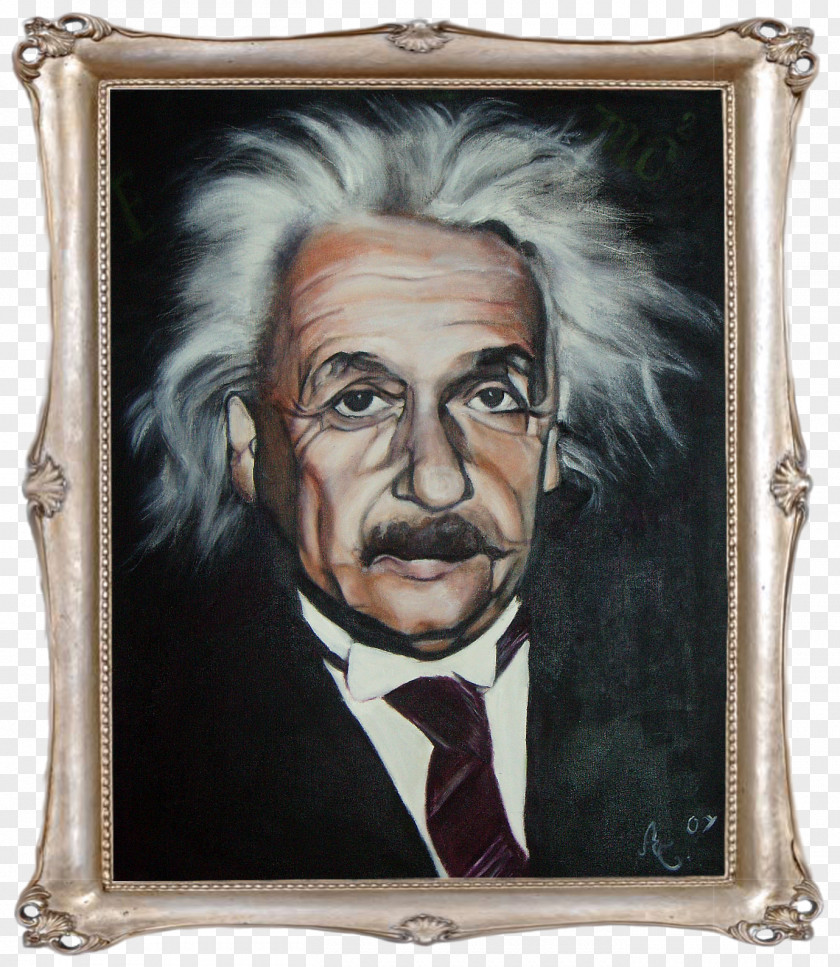 Albert Einstein CERN Portrait Oil Painting Art PNG