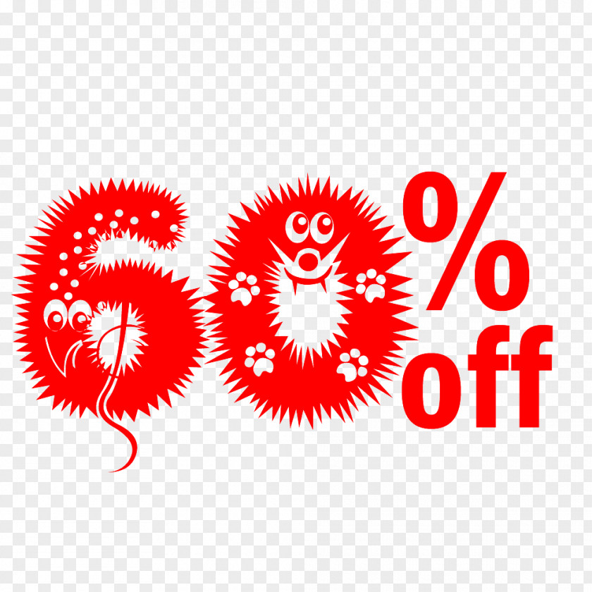 Cute Hairy Halloween 60% Off Discount Tag. PNG