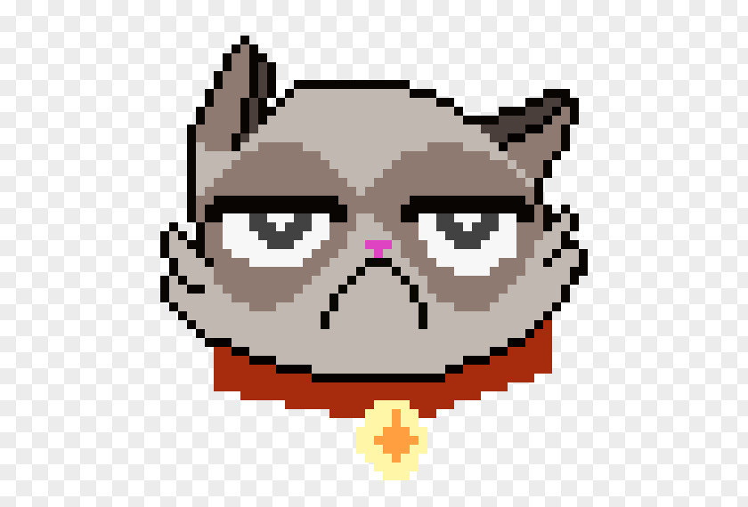 Pixel Art Grumpy Cat Bead Pattern PNG