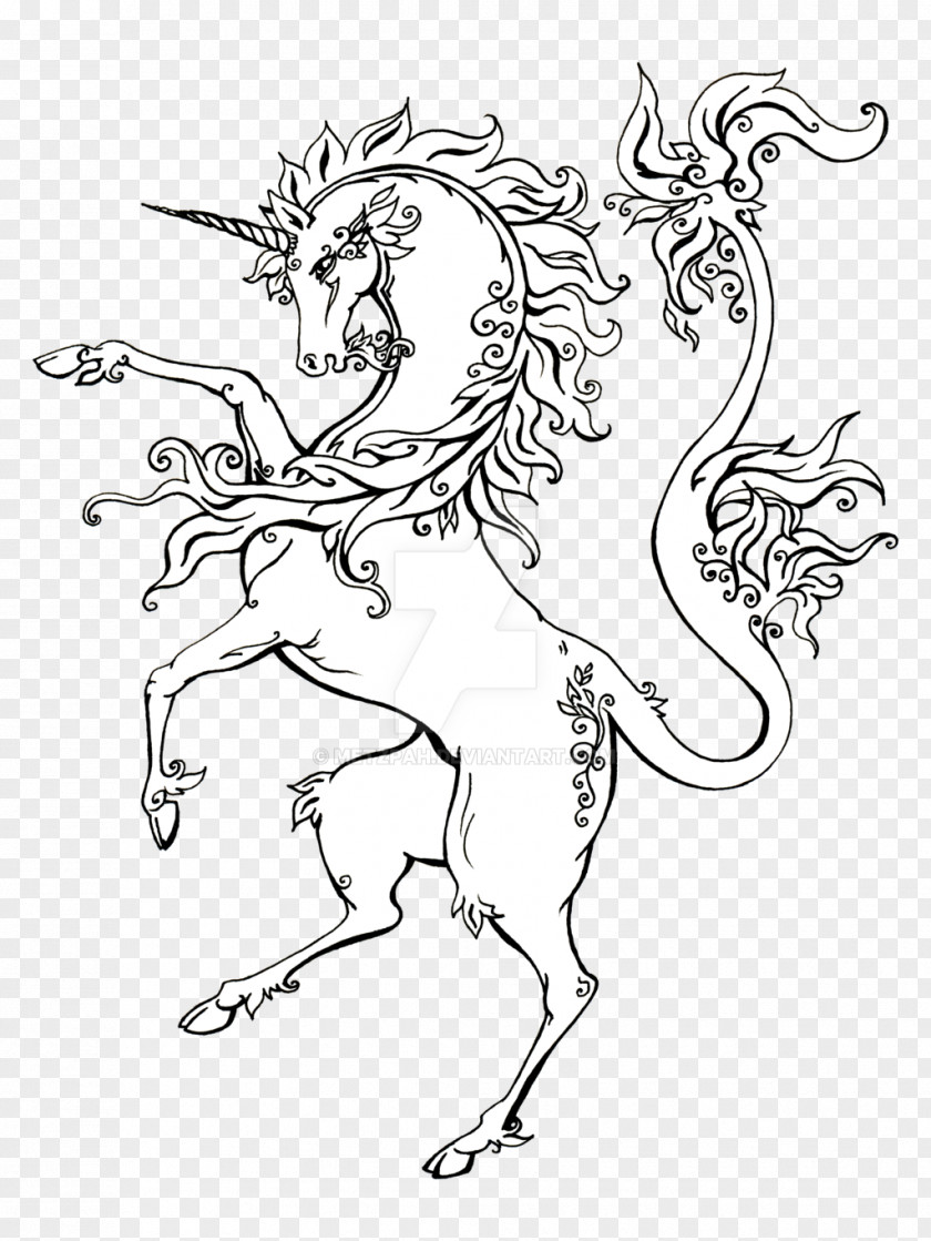 Unicorn Line Art Drawing Heraldry PNG