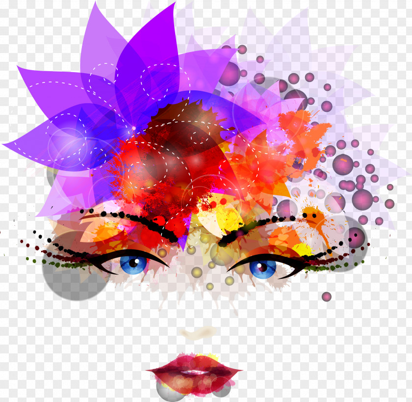 Woman Watercolor Beauty Eyelash Extensions Make-up Microblading Permanent Makeup PNG