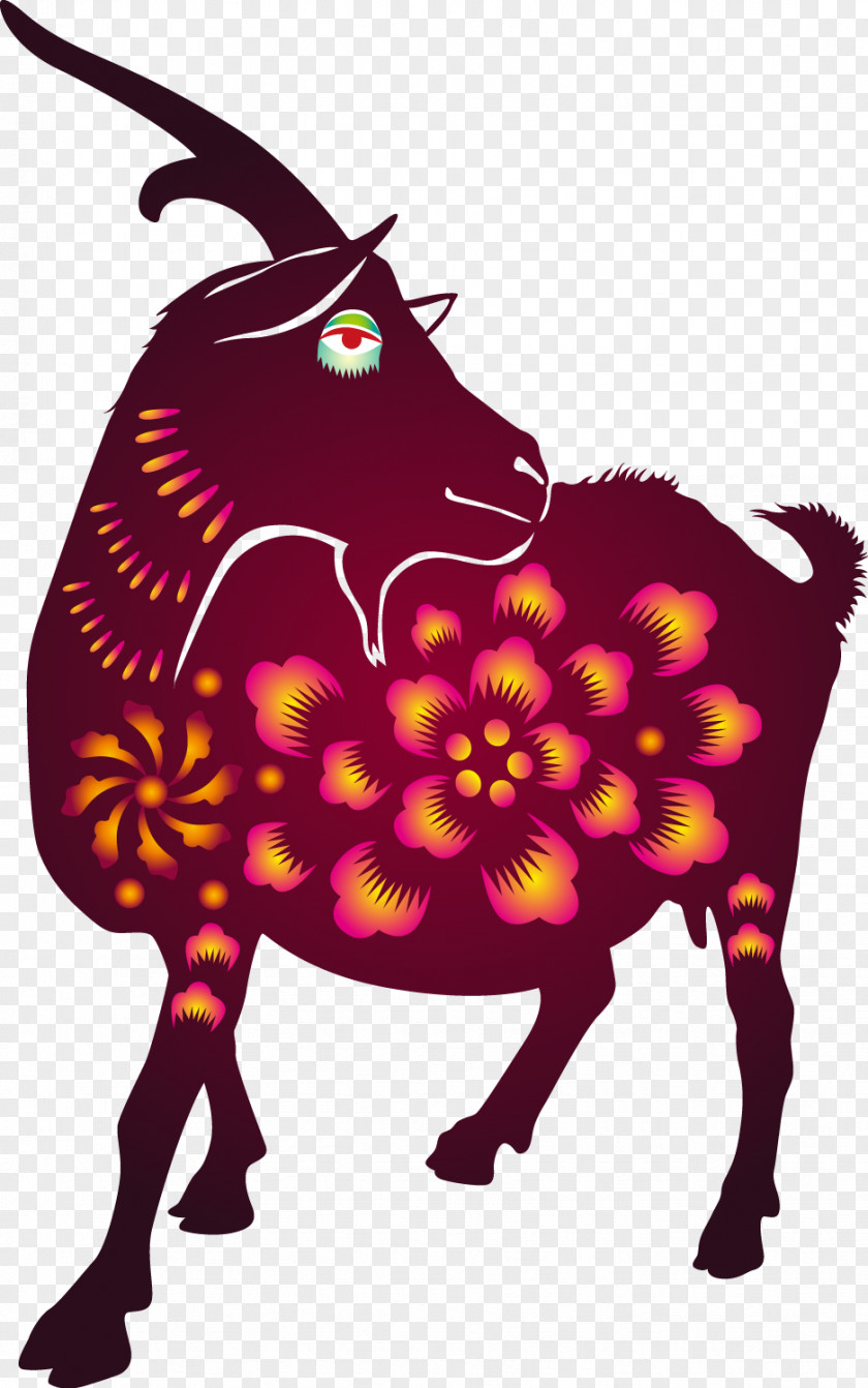 Hand-painted Goat Figure Silhouette Pattern PNG