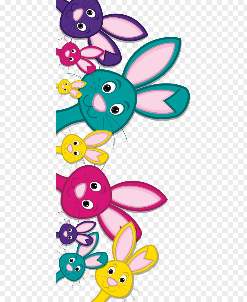 Vector Hand Colored Rabbit Easter Bunny Clip Art PNG