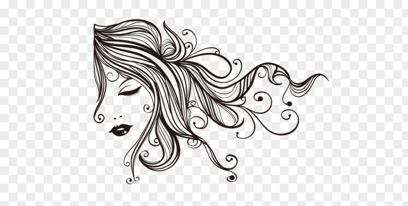 Hand-painted Hair Beauty Drawing Portrait Illustration PNG