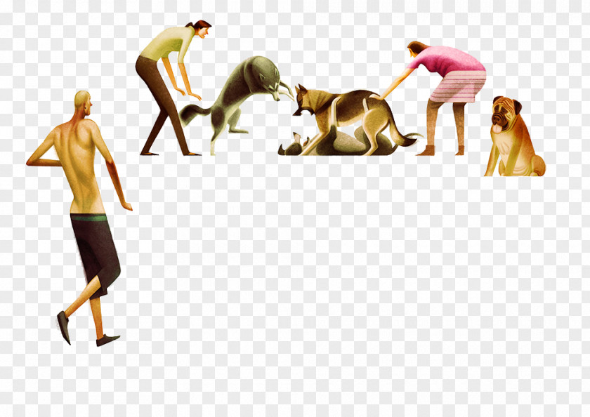 Fight Dogs And Its Owners Dog Illustration PNG