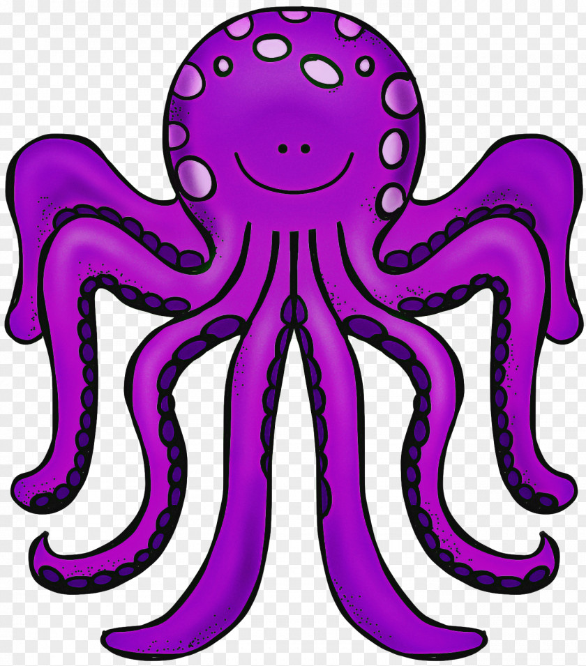 Line Art Magenta Octopus Cartoon PNG