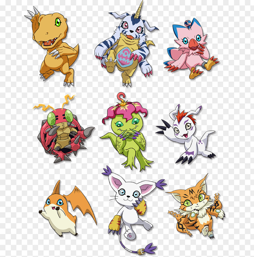 Digimon Biyomon Gatomon Palmon Patamon Agumon PNG