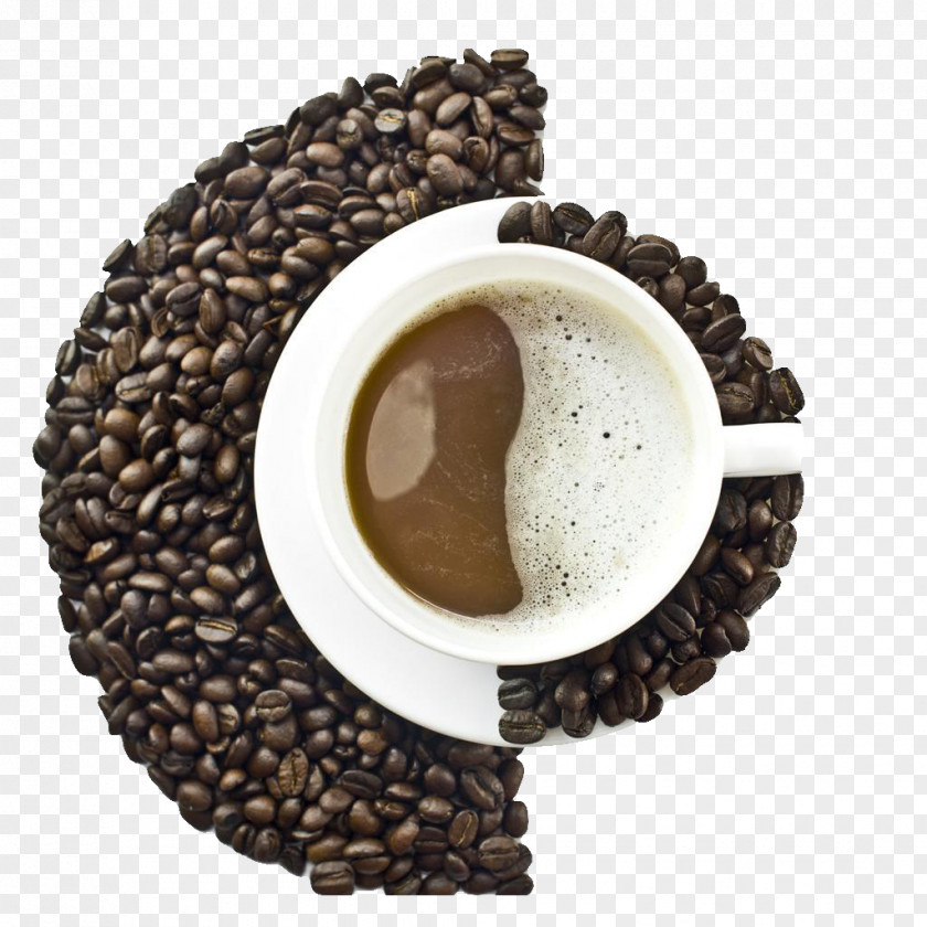 Tai Chi Coffee Beans And Cup Graphic Composition Latte Tea Espresso Cappuccino PNG