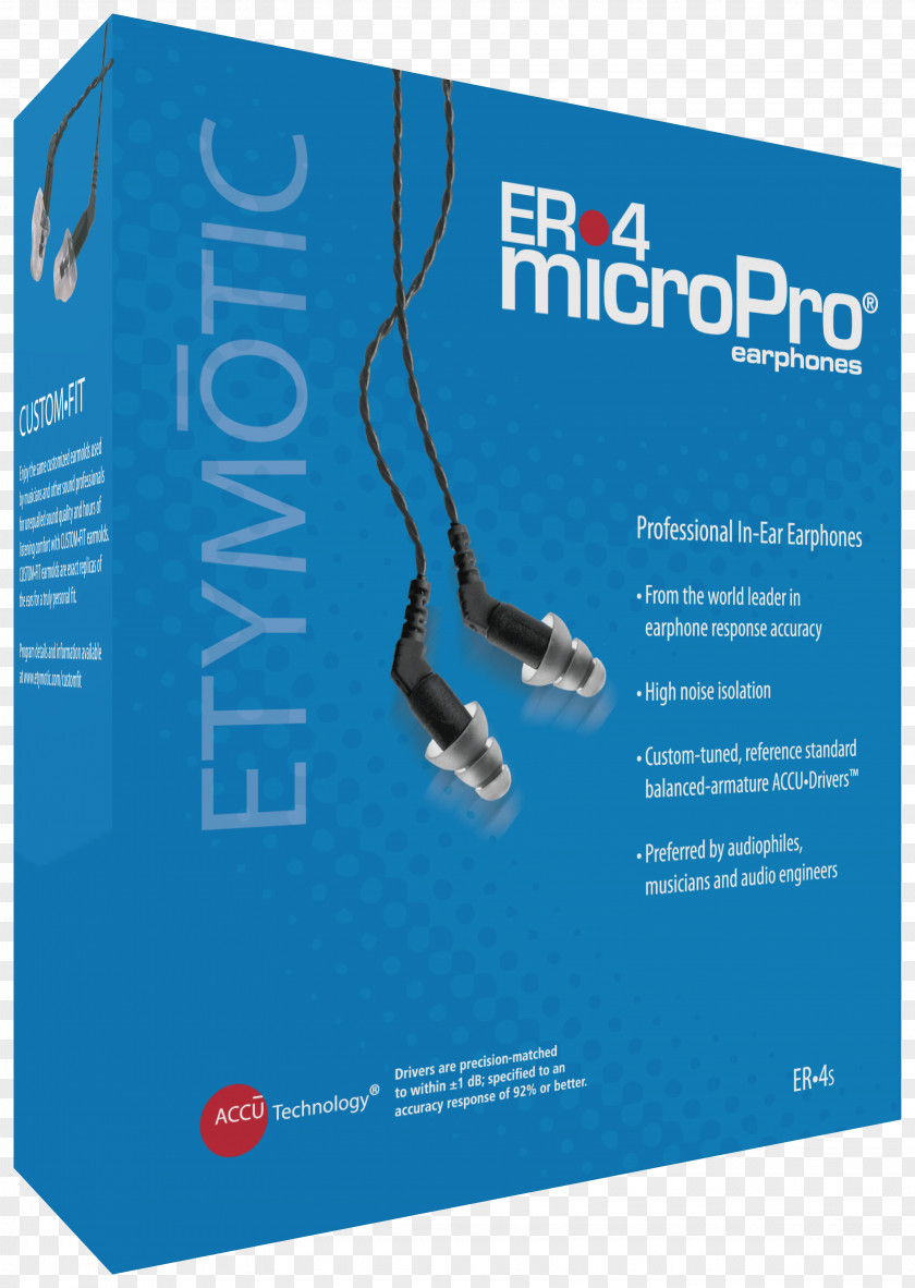 Headphones Etymotic Research MicroPro ER-4PT Hf5 ER-4S Earphones PNG