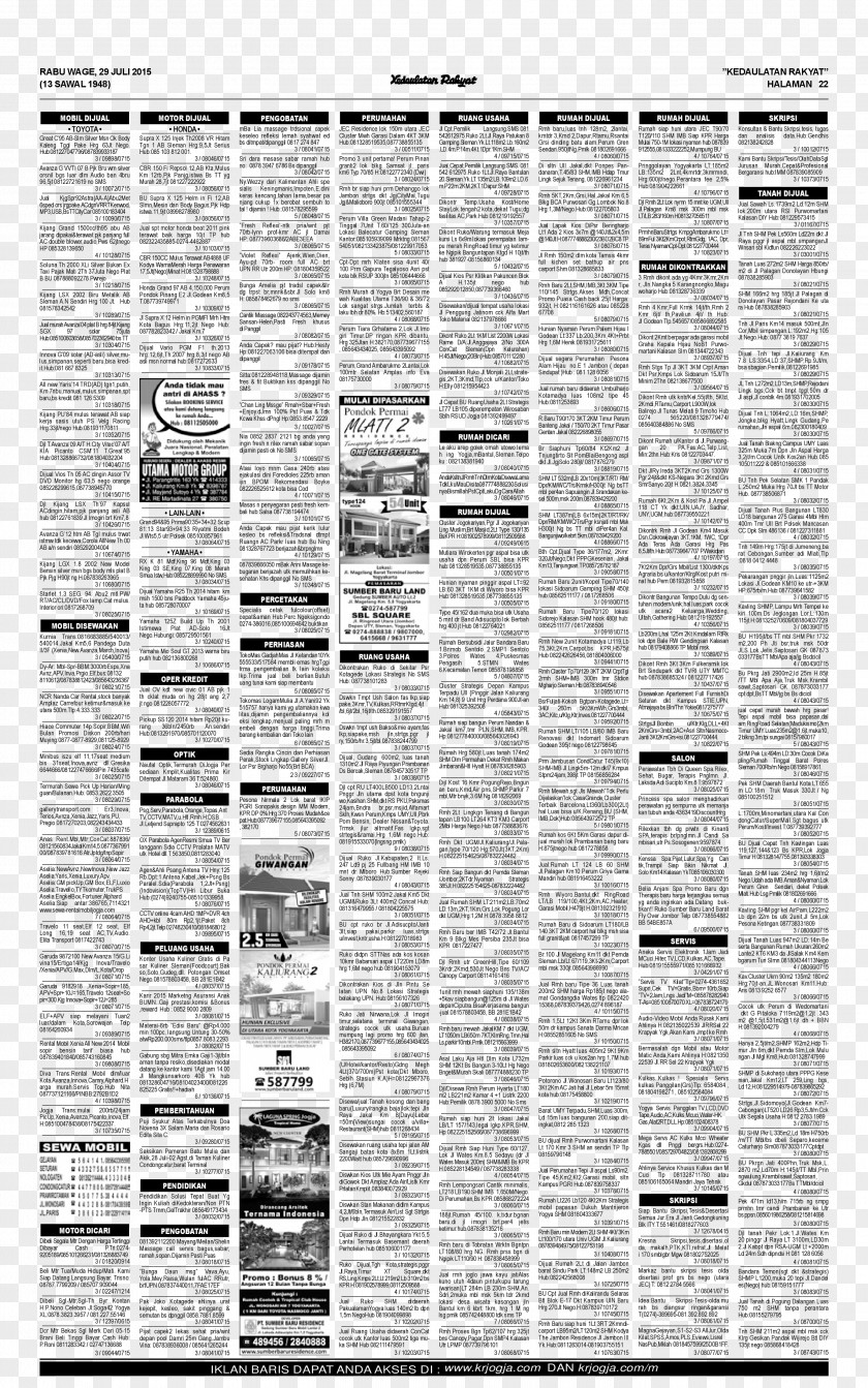 Perm Kedaulatan Rakyat Classified Advertising Newspaper Massage PNG