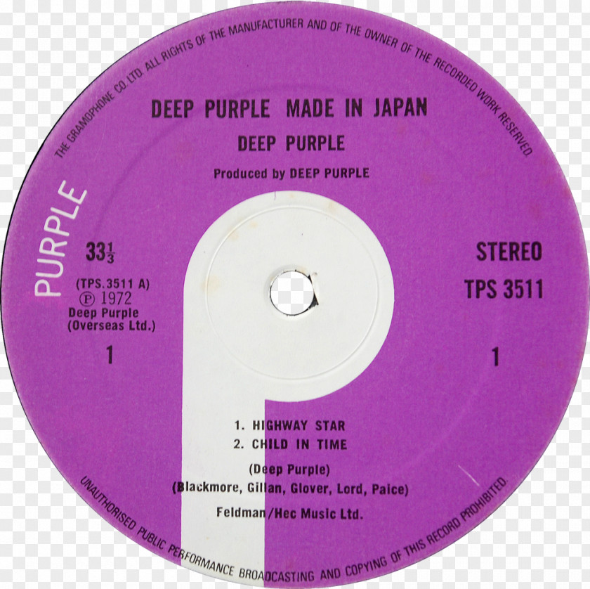 Deep Purple Compact Disc Made In Japan Phonograph Record LP PNG