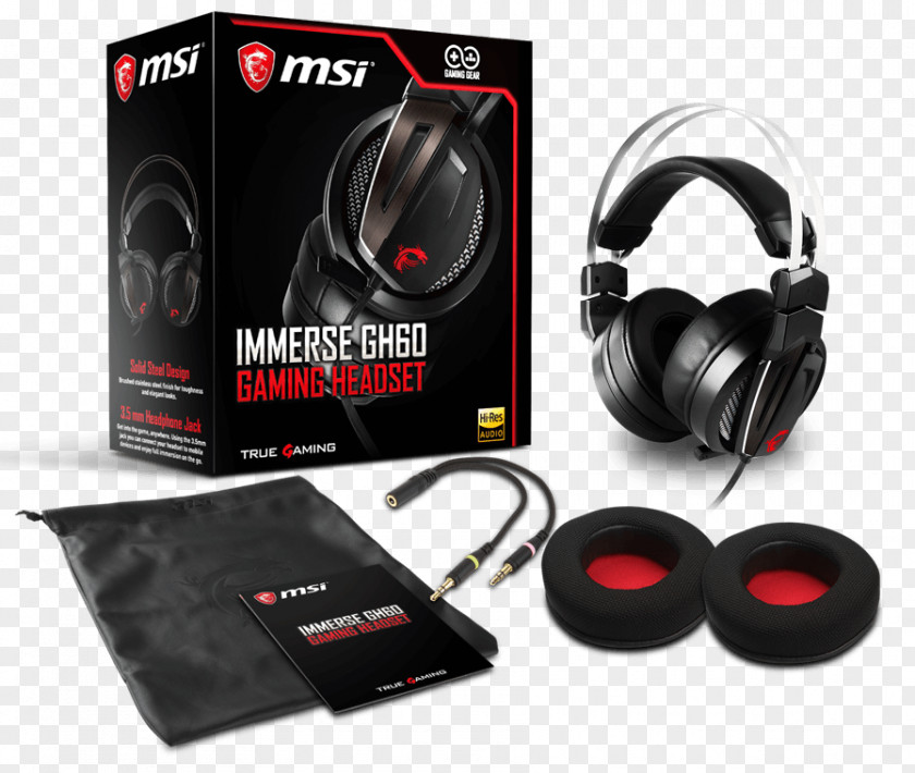 Microphone Immerse GH70 GAMING Headset Headphones MSI GH60 PNG