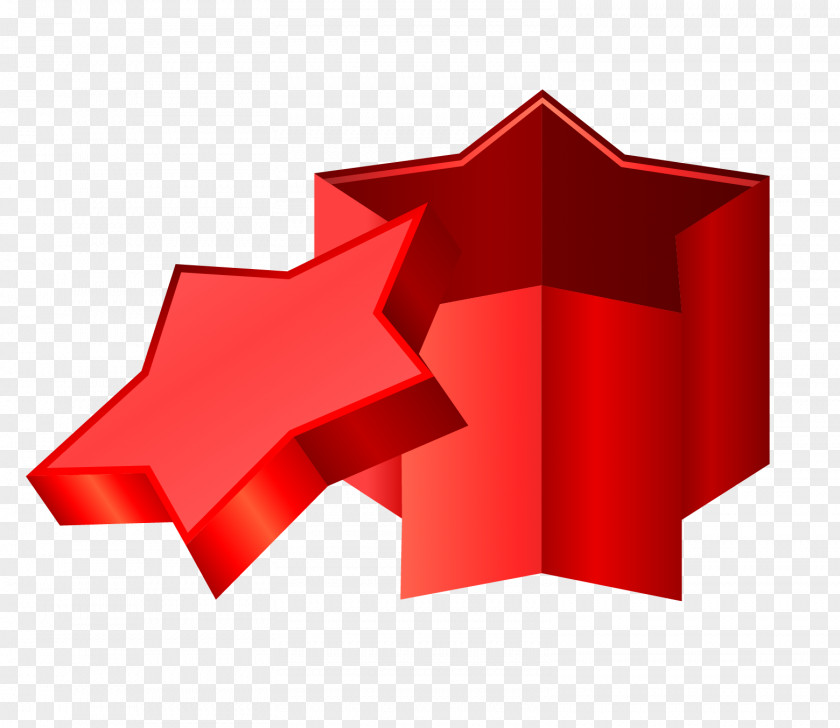 Vector Red Star Gift Box Drawing PNG