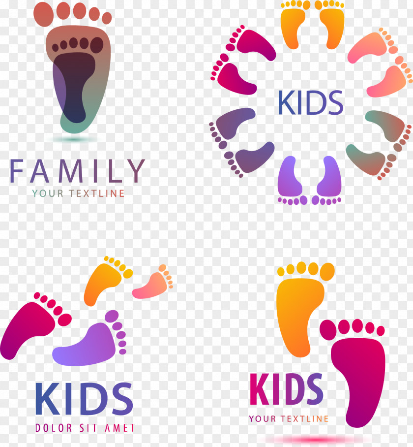 Kids Logo Footprint Stock Illustration PNG