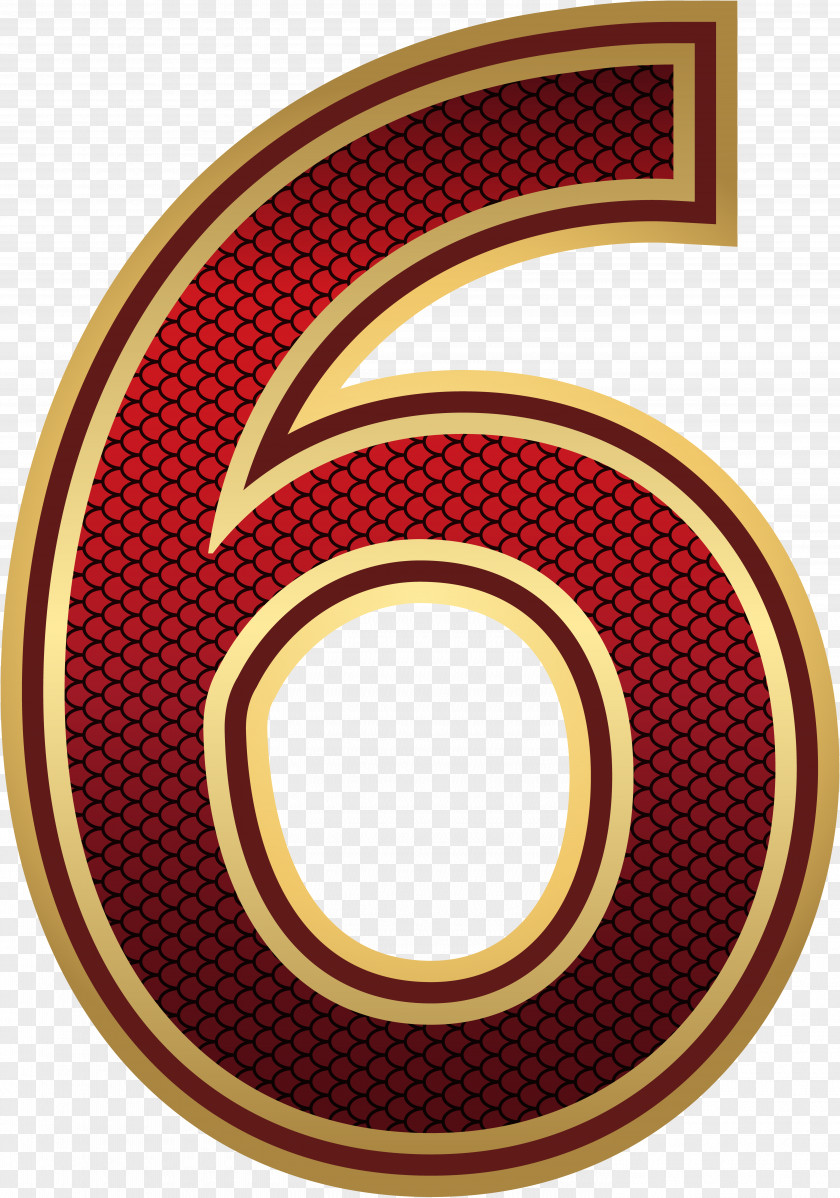 Red And Gold Number Six Image Clip Art PNG