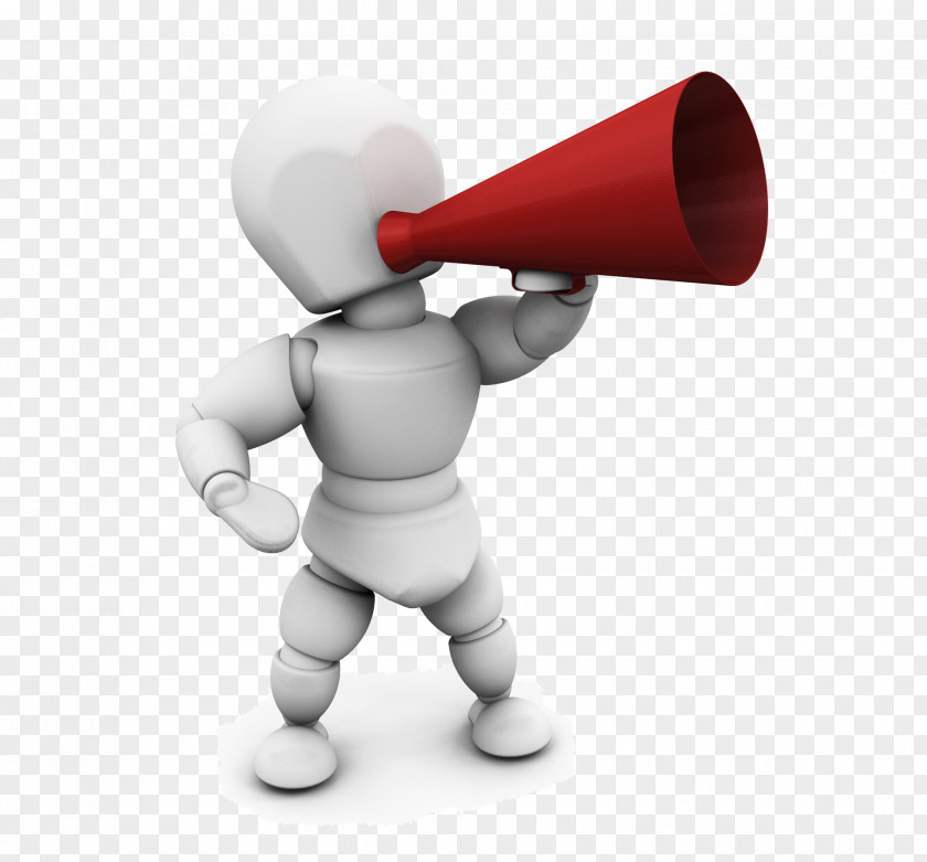 The Little Man Carried Red Trumpet Stock Photography Megaphone 3D Rendering Illustration PNG