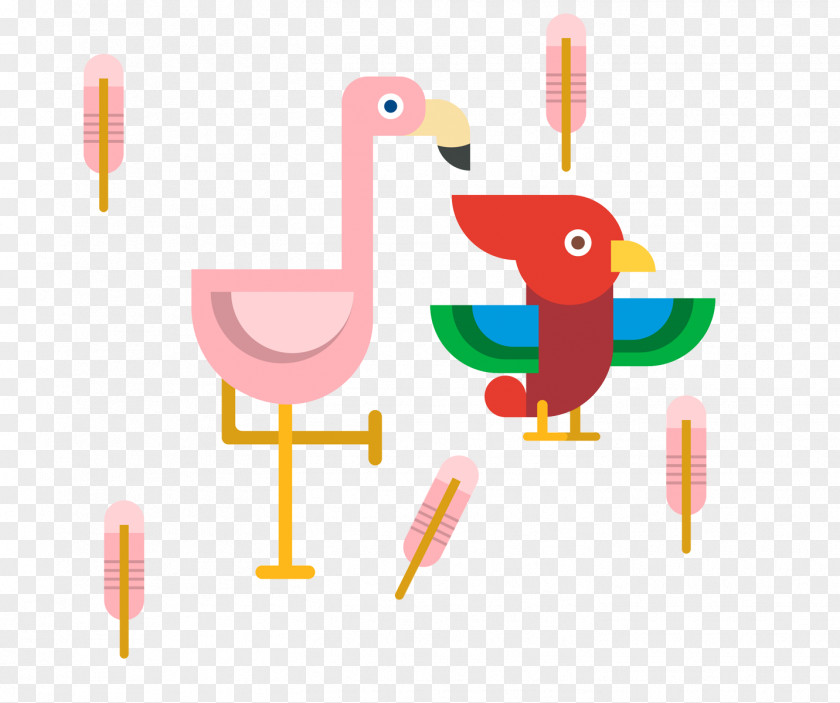 Flamingo Parrot Hummingbird Euclidean Vector Icon PNG