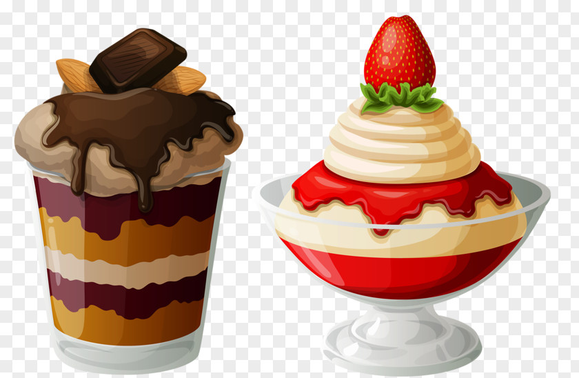 Ice Cream Layers Of Different Colors Strawberry Sundae Cones PNG