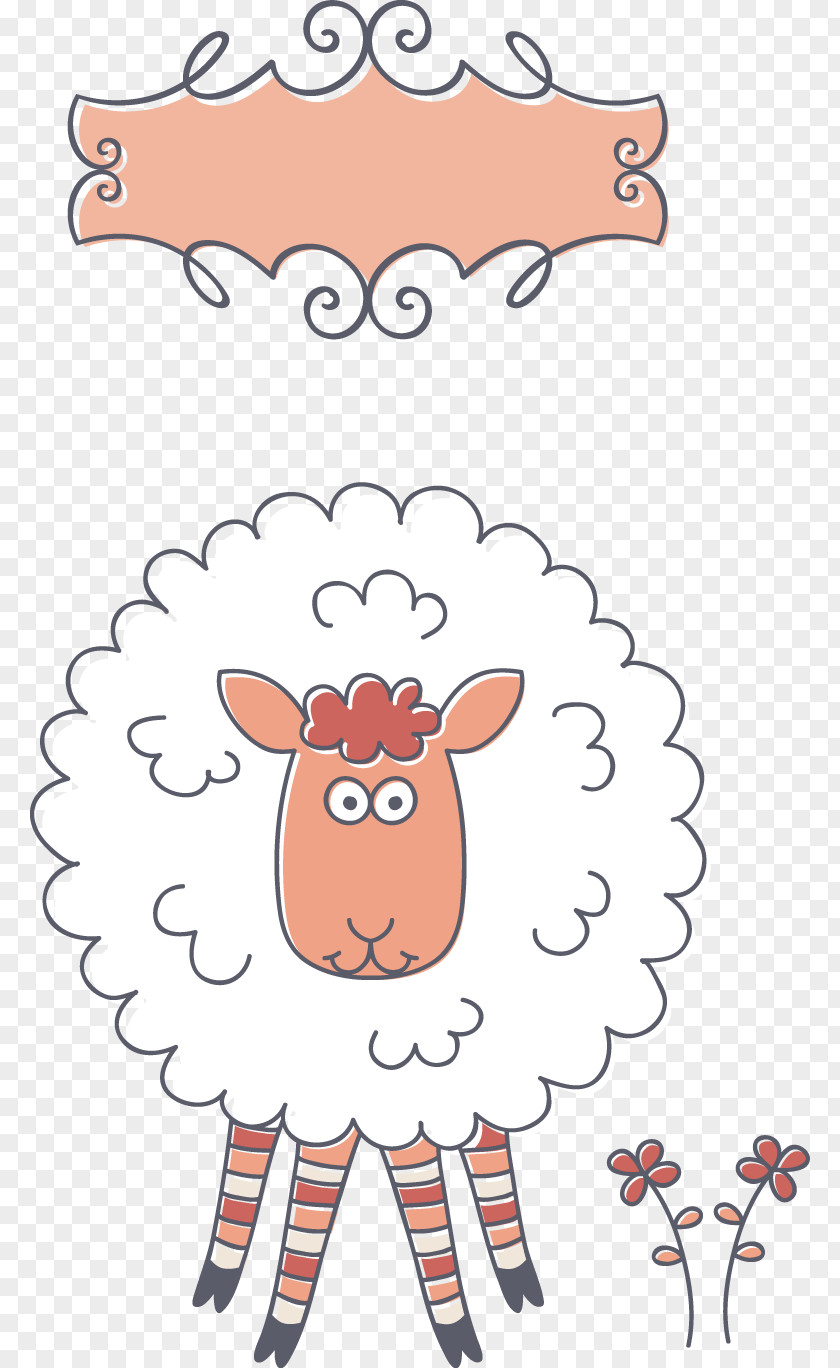 Painted Sheep Birthday Card Vector Greeting E-card PNG