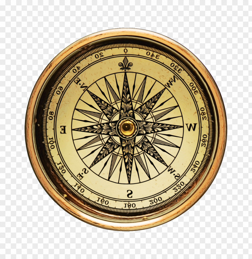 Antique Metal Map Compass PNG
